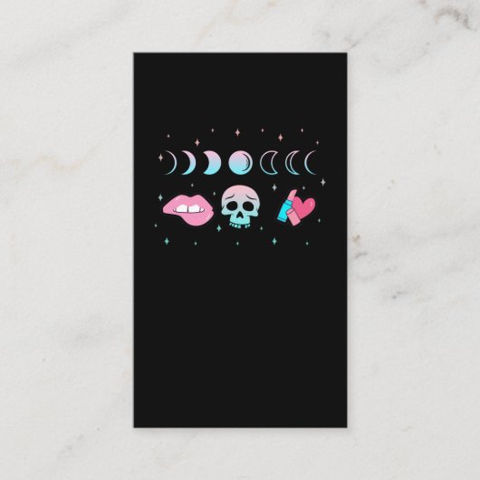 Carte De Visite Pastel Goth Skull Moon Kawaii Make Up Witch (Devant)