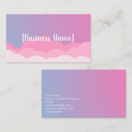 Carte De Visite Pastel Gradient Business Card with Clouds | Custom (Devant / Derrière)