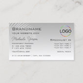 Carte De Visite Pastel Gray Gradient Palm Leaf Monogramme et logo (Dos)