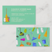 Carte De Visite Pastel Green Clean Service ménage Janitorial (Devant / Derrière)