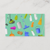 Carte De Visite Pastel Green Clean Service ménage Janitorial (Dos)