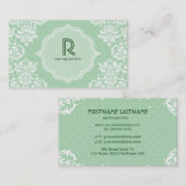 Carte De Visite Pastel Green Polka Dot & Modèle Floral (Devant / Derrière)