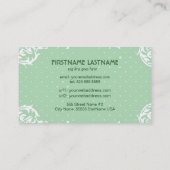 Carte De Visite Pastel Green Polka Dot & Modèle Floral (Dos)