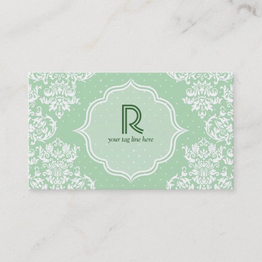 Carte De Visite Pastel Green Polka Dot & Modèle Floral (Devant)