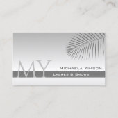 Carte De Visite Pastel Grey Gradié Palm Leaf Monogramme Simplement (Devant)