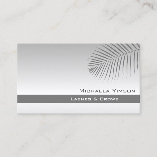Carte De Visite Pastel Grey Gradient Moderne avec Palm Leaf Simple (Devant)