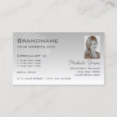 Carte De Visite Pastel Grey Gradient Palm Leaf Monogramme et photo (Dos)