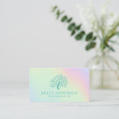 Carte De Visite Pastel Holographic Yoga Instructor Tree Logo (Debout devant)
