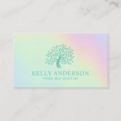 Carte De Visite Pastel Holographic Yoga Instructor Tree Logo (Devant)