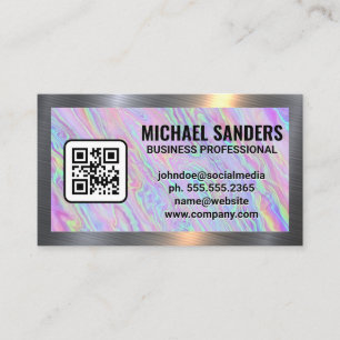 Carte De Visite Pastel Holographique Iridescgraphique Bordure mé