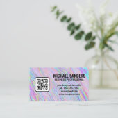 Carte De Visite Pastel Holographique Iridescgraphique | Code QR (Debout devant)