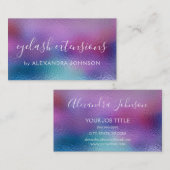 Carte De Visite Pastel Iridescente Foil Bleu, violet et Turquoise (Devant / Derrière)