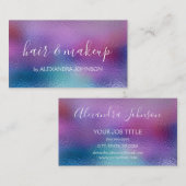 Carte De Visite Pastel Iridescente Foil Bleu, violet et Turquoise (Devant / Derrière)