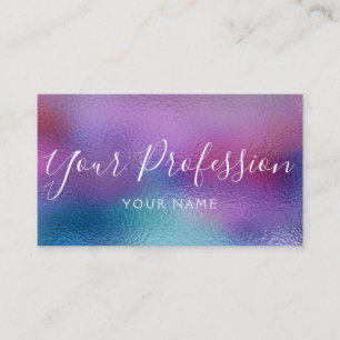 Carte De Visite Pastel Iridescente Foil Bleu, violet et Turquoise
