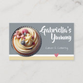 Carte De Visite Pastel Jaune Cupcake Modèle photo sucré (Devant)