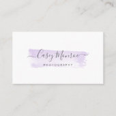 Carte De Visite Pastel Lavender & Grey Aquarelle Signature Script (Devant)