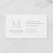 Carte De Visite Pastel light green minimalist monogram (Dos)