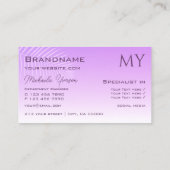 Carte De Visite Pastel Lilac Gradient et feuille de palme avec Mon (Dos)