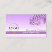 Carte De Visite Pastel Lilac Gradient feuille de palmier avec logo (Devant)