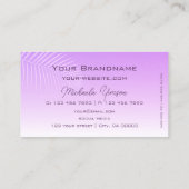 Carte De Visite Pastel Lilac Gradient Moderne avec feuille de palm (Dos)