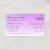 Carte De Visite Pastel Lilac Gradient Palm Leaf Monogramme et Logo (Dos)