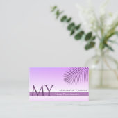 Carte De Visite Pastel Lilac Gradient Palm Leaf Monogramme et Logo (Debout devant)