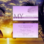 Carte De Visite Pastel Lilac Gradient Palm Leaf Monogramme Simplem