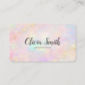 Carte De Visite Pastel Marble Script Name and Gold Accents QR Code (Devant)
