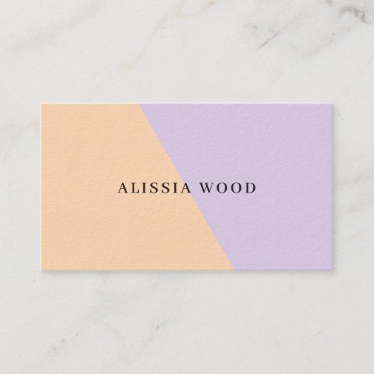 Carte De Visite Pastel Minimal Simple Double Tone Peach & Lilac (Devant)