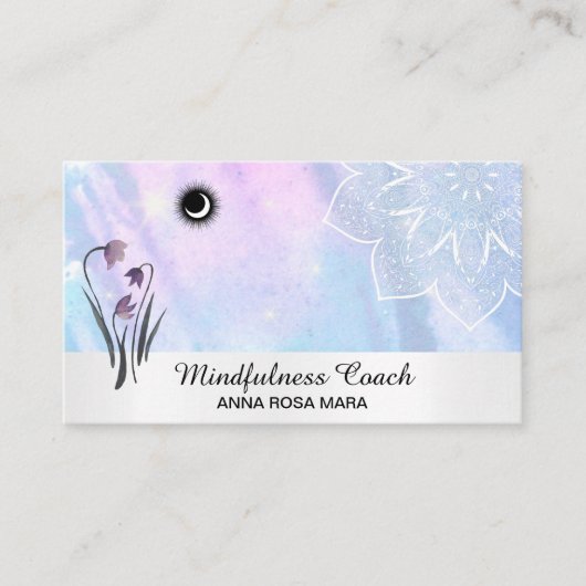 Carte De Visite *~* Pastel Moon Lacey Mandala Foil Floral (Devant)