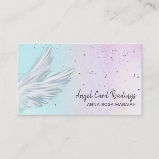 Carte De Visite *~* Pastel Ombre Angel Wings Starry Rainbow (Devant)