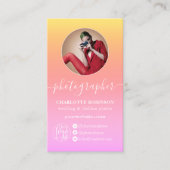 Carte De Visite Pastel Ombre dégradé qr code logo photographe (Devant)