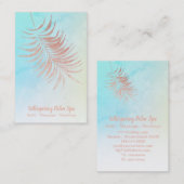 Carte De Visite *~* Pastel Ombre Rose Gold Palm Leaf Turquoise (Devant / Derrière)