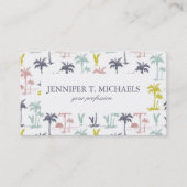 Carte De Visite Pastel Palm Tree by the Beach Motif (Devant)