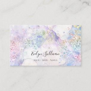Carte de visite pastel parties scintillant bleu aq