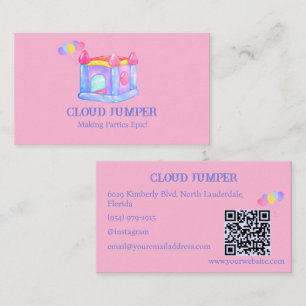 Carte De Visite Pastel Pink Bounce House Rentations QR Code