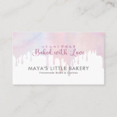 Carte De Visite Pastel Pink Dripping Bakery Pastry Chef (Devant)