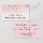 Carte De Visite Pastel Pink Freelance Assistant personnel (Devant / Derrière)
