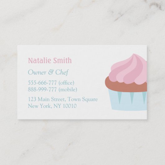 Carte De Visite Pastel Pink Frosting Cupcake Boulangerie Pâtisseri (Dos)