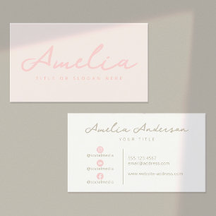Carte De Visite Pastel Pink Médias sociaux professionnels modernes