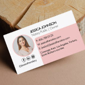 Carte De Visite Pastel Pink Minimal & Moderne QR Code Photo Notair