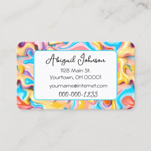 Carte De Visite Pastel Plastic Fluid Abstrait (Devant)