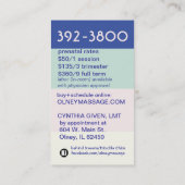 Carte De Visite pastel prénatal du massage 2012 (Dos)