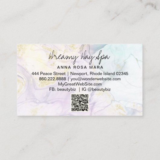 Carte De Visite *~* Pastel Rainbow Abstrait Spa QR Parties scintil (Dos)