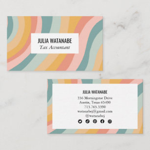 Carte De Visite Pastel Rainbow Chic Minimaliste rayures sociales I