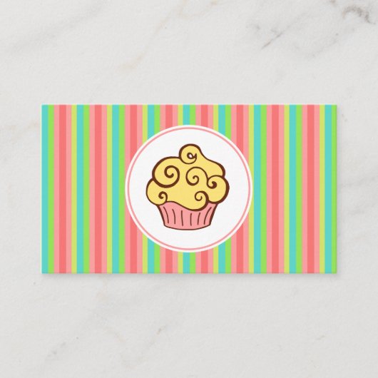 Carte de visite Pastel Rainbow Cupcake (Devant)