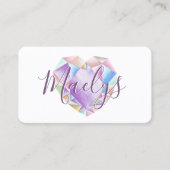 Carte De Visite Pastel Rainbow Diamond Heart Ajouter QR Code Cute (Devant)