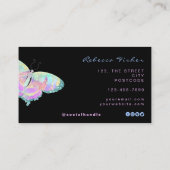 Carte De Visite Pastel Rainbow Holographic Iridescente Butterfly (Dos)