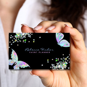Carte De Visite Pastel Rainbow Holographic Iridescente Butterfly