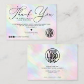 Carte De Visite Pastel Rainbow Holographique Merci client (Devant / Derrière)